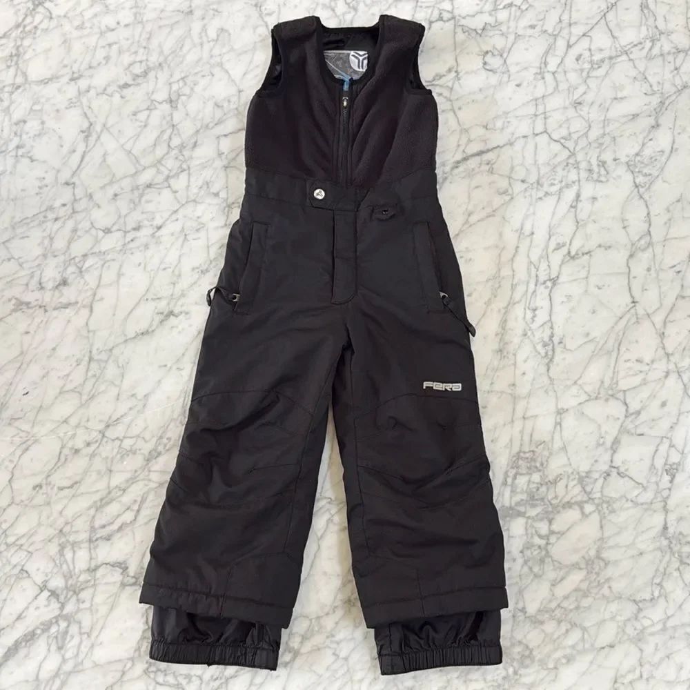 FERA Snow Patrol Toddler Fleece Snow Bib Black Sz 4T